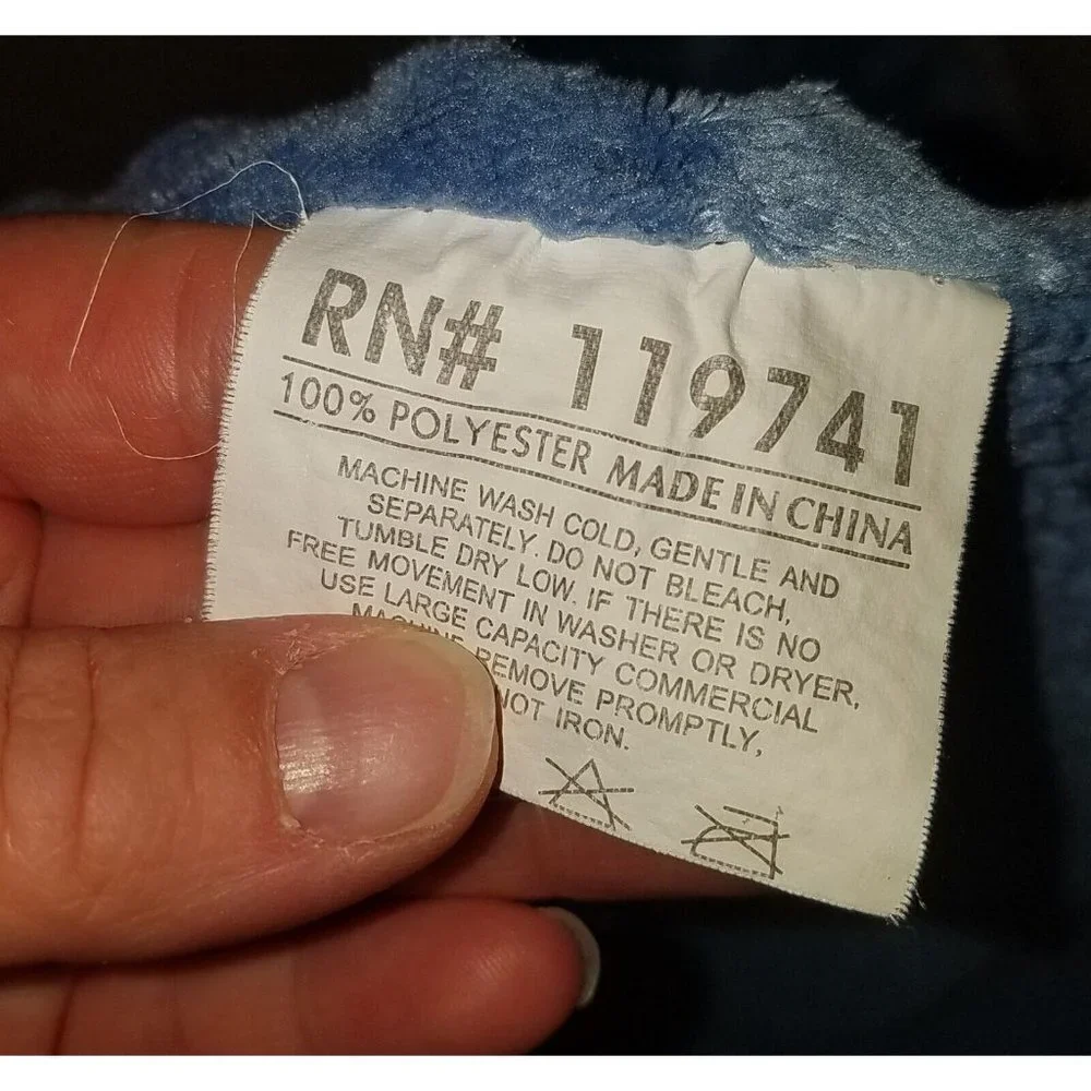 RN 119741 Blue Gray Patchwork Fleece Baby Blanket Lovey Minky Dot